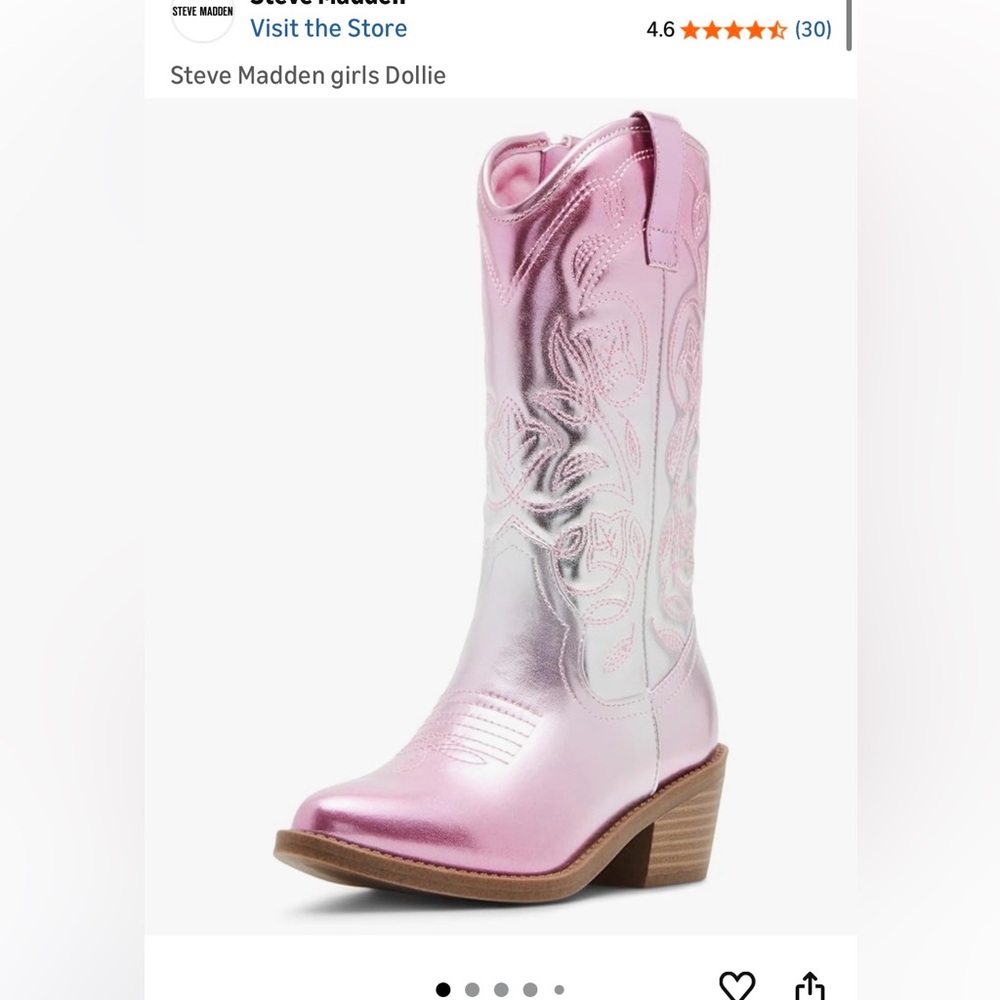 Steve Madden Pink Metallic Kids Boots